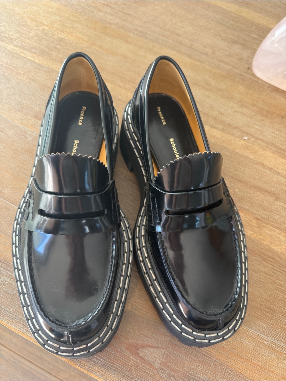 Proenza Schouler Glossy Black Patent Penny Loafers